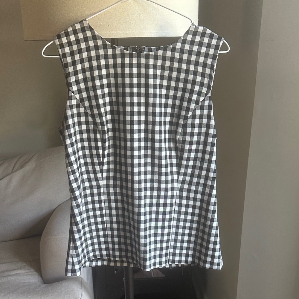 Diane Von Furstenberg Black and White Gingham Blouse